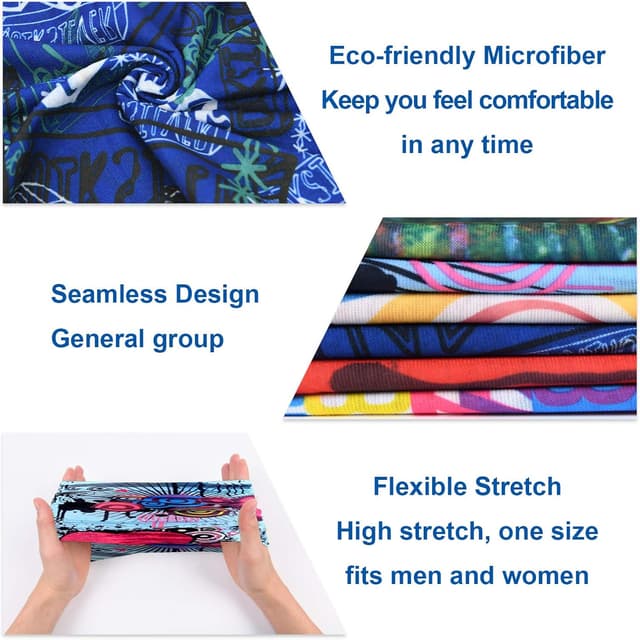 Detalle de flintronic Copricapo multifunzione: 6 fasce/ban-dana elastiche anti-UV e antipolvere per ciclismo, trekking e yoga