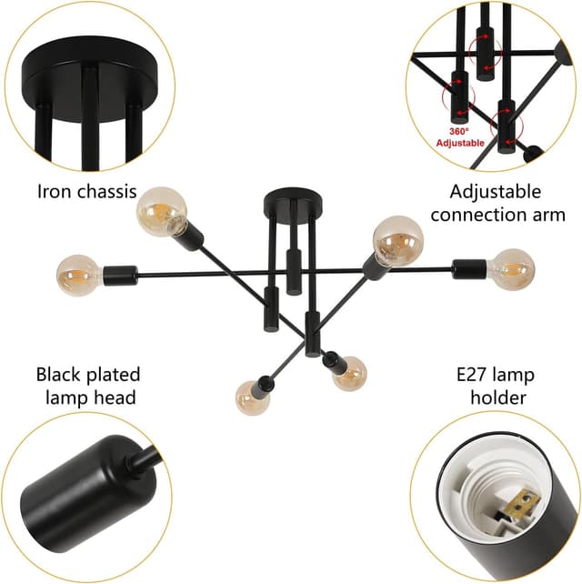 Thumbnail 4 de Comely Lamparas de Techo Industrial Vintage 72 cm