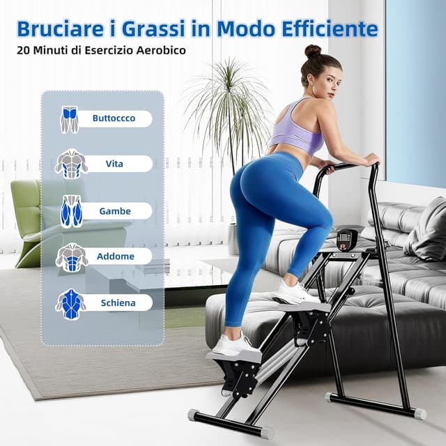 Detalle 2 de Vyrelis Stepper Fitness verticale pieghevole con resistenza regolabile a 3 livelli e display LCD