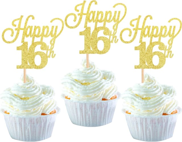 Imagen de Happy 16th Birthday Cupcake Toppers Set — 24 Stück 🧁 en OfertitasTOP