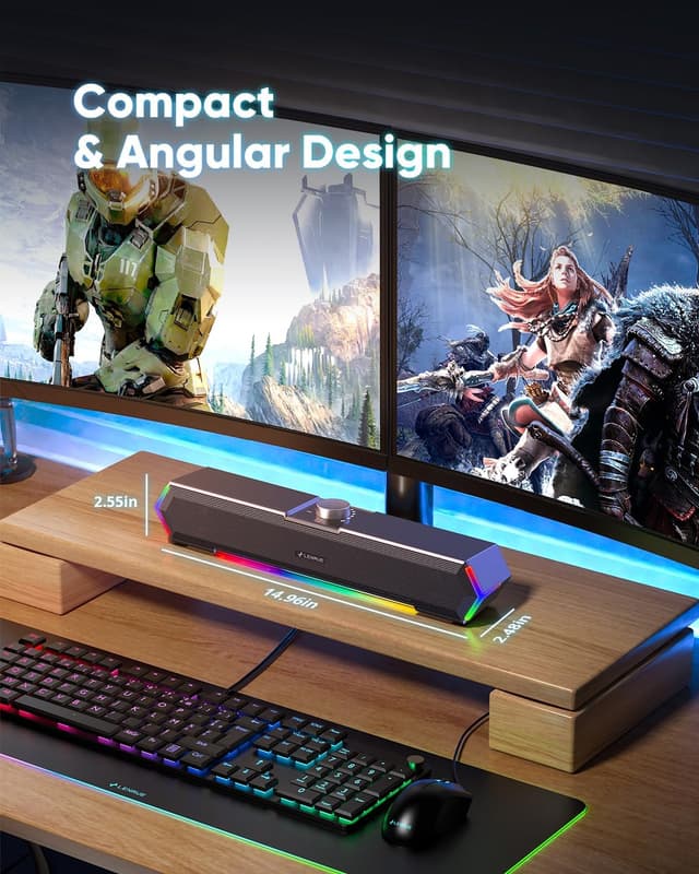 Detalle 2 de LENRUE G11 PC speakers with touch lights