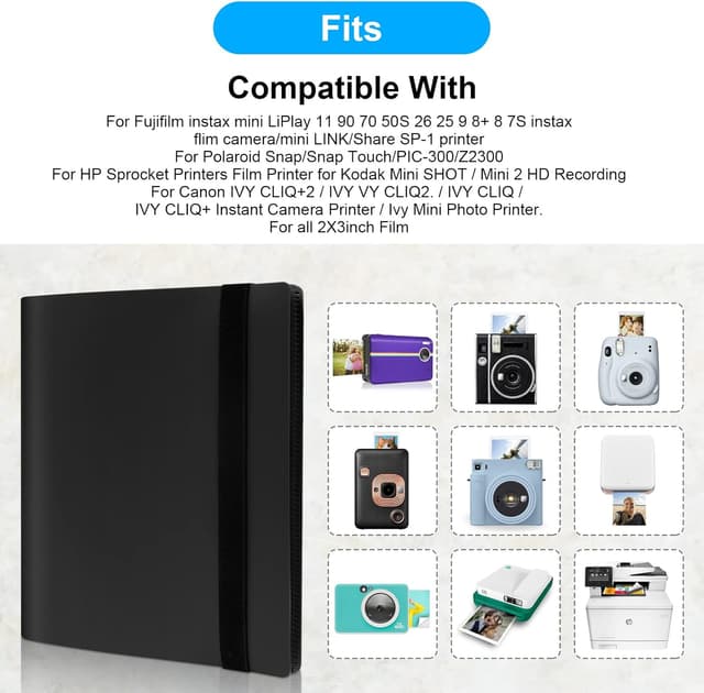 Detalle de Album photo Flintronic pour film 3 pouces (160 poches, 20 autocollants) — pour Instax Mini, Polaroid, Kodak