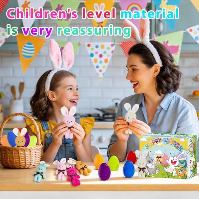 Detalle de Lnsignifcjyzk Ostereier 12er-Pack mit Plüschhase