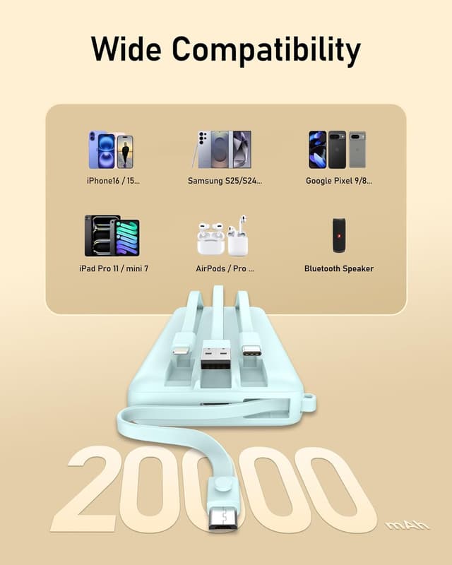 Detalle de VEEKTOMX Power Bank 20000mAh con cavi