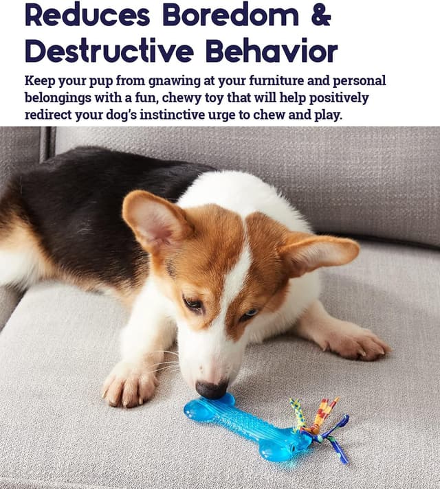 Detalle de Petstages Orka Mini Bone (Bleu Roi) : jouet à mâcher en TPE rigide pour chiens