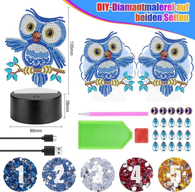 Thumbnail 6 de Homgaty Diamond Painting Nachtlicht Eule