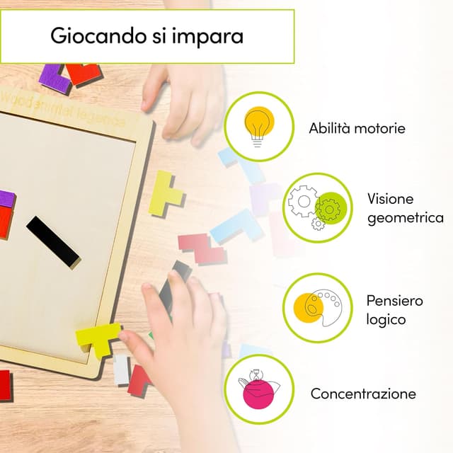 Detalle de CUBIDI® Tangram in legno di tiglio, puzzle 3D per pensiero logico e spazio dai 4 anni