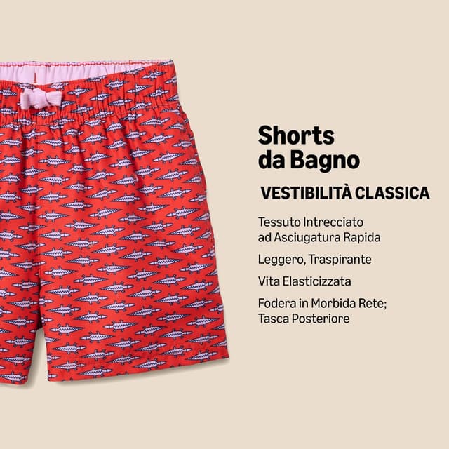 Detalle 2 de Pantaloncini da bagno Amazon Essentials ad asciugatura rapida per bambini e ragazzi