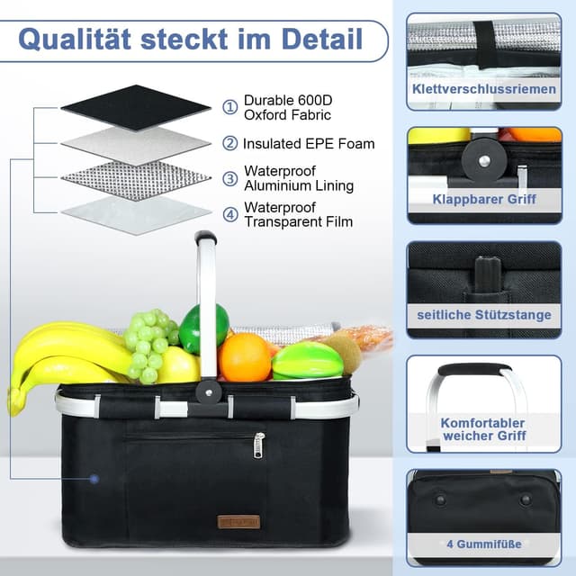 Detalle de ABIUBIU 35L Kühltasche Picknickkorb 35L