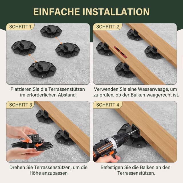 Thumbnail 5 de HERRSELSAM Stelzlager höhenverstellbar (18–30 mm) für Terrassenplatten – 50 Stück Stellfüße