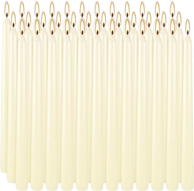Detalle de YOROXRG Ivory White Taper Candles 0.8 x 10 Inch 36 Pack