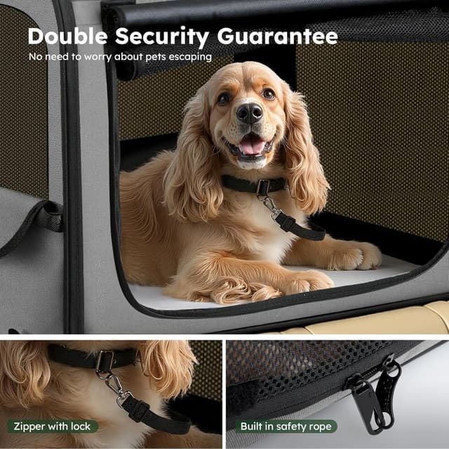 Thumbnail 6 de Pecute Large Dog Car Crate 68.5×52×52cm