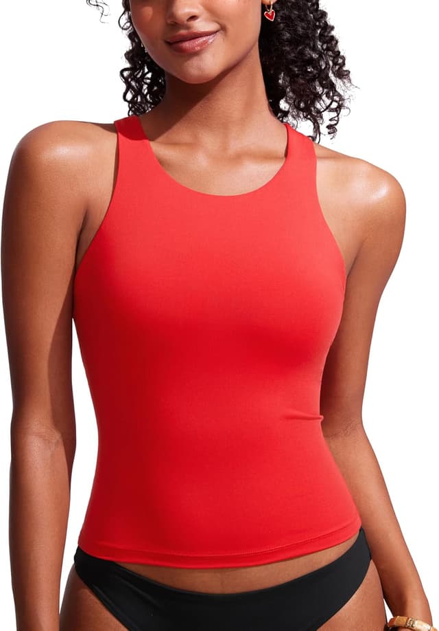 Detalle de CRZ YOGA tankini con collo alto e spalline racerback (solo top) per donne