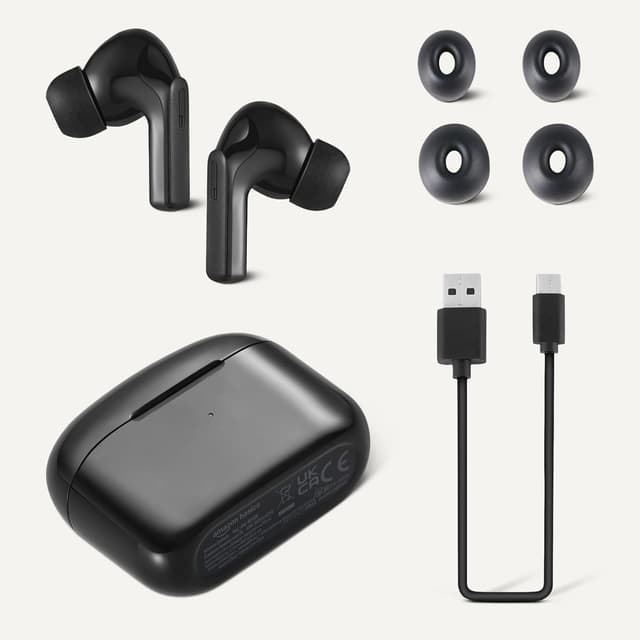 Detalle 2 de Amazon Basics Bluetooth True Wireless Earbuds (IPX4, in-ear w/ mic) with Charging Case, Black
