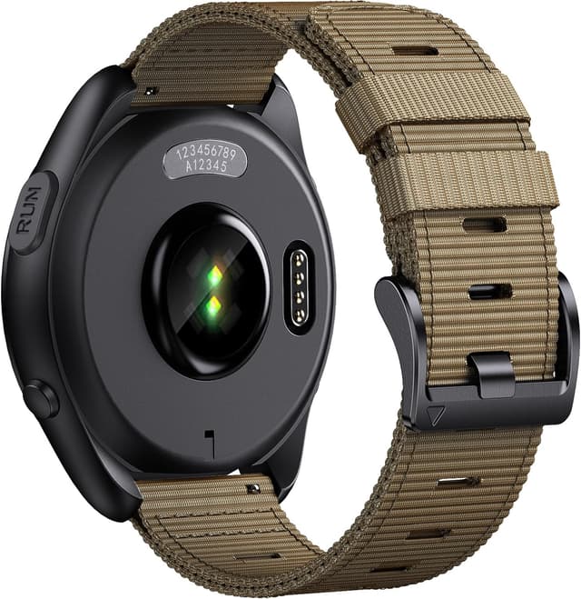 Detalle de EKINGEEK 20mm Quick Release Nylon Watch Strap for Garmin Vivoactive 5/6, Forerunner 55/165/255 & Venu Sq 2 (Khaki/Black)