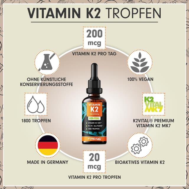 Detalle 2 de Vitamin K2 Tropfen 200 µg MK‑7 hochdosiert 💊