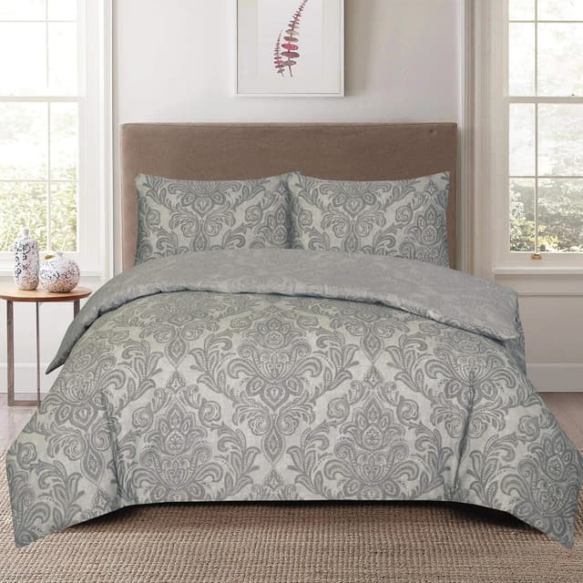 Thumbnail 6 de PRIME LINENS Double Floral Grey Duvet Cover Set 4 Pc