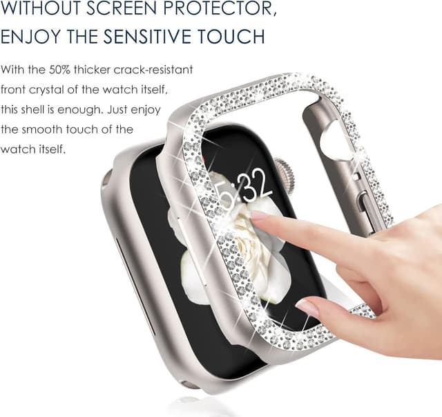 Detalle 2 de NewWays 2-pack Bling Diamond Case for Apple Watch 40mm (Series 6/5/4/SE 2025-2020) – Starlight + Clear
