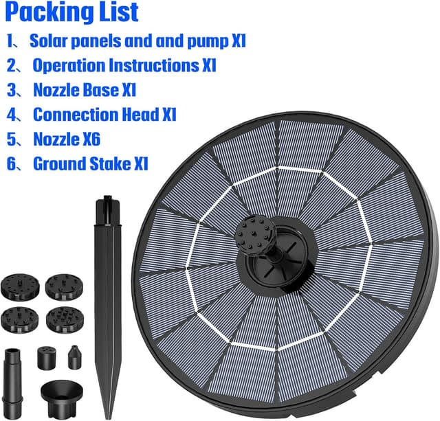 Thumbnail 6 de Fontaine solaire extérieure de jardin AISITIN avec panneau amovible 2,8W et kit 2 en 1