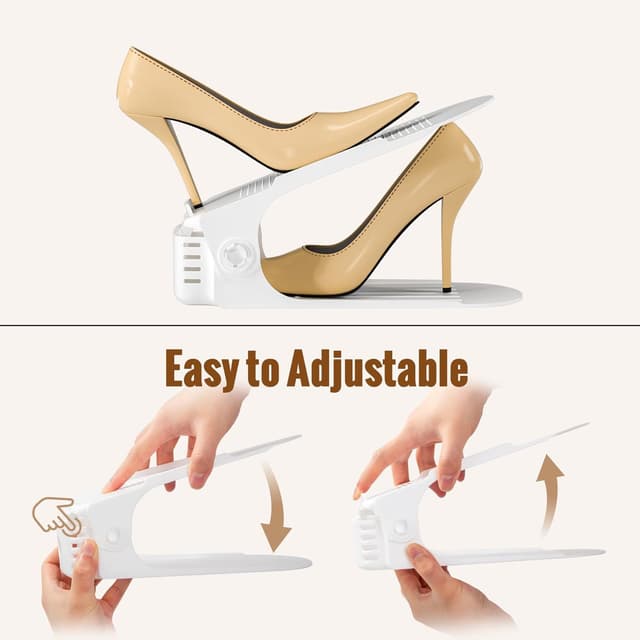 Detalle 1 de Neprock 12-Pack White Neprock Shoe Organiser with Adjustable Shoe Slots for Wardrobe Storage