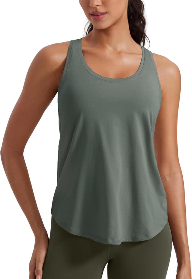 Detalle de CRZ YOGA débardeur femme en coton Pima (dos nageur) pour entraînement et yoga