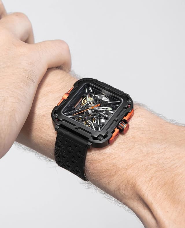 Detalle de CIGA Design Montre Automatique Homme Série X SUV – bracelet silicone, squelette avec verre saphir