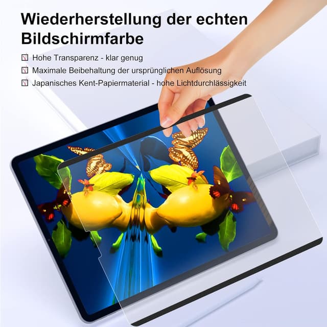 Detalle de 2er Set magnetische Papier-Schutzfolie für iPad Air 13 Zoll (M4/M3/M2) – matt, entspiegelnd & abnehmbar