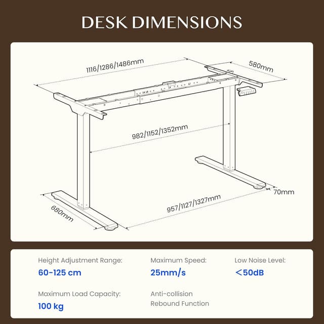 Detalle de FLEXISPOT Bureau assis-debout électrique à 2 moteurs (piétement 3 colonnes) avec mémoire et anti-collision — Noir