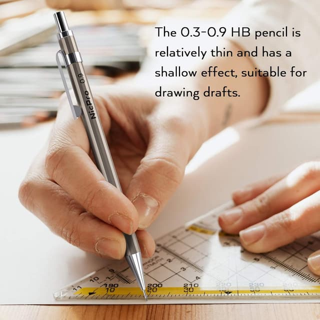 Thumbnail 6 de Nicpro 6PCS Metal Mechanical Pencils Set with 0.3/0.5/0.7/0.9 mm Leads and 2 mm Lead Holder