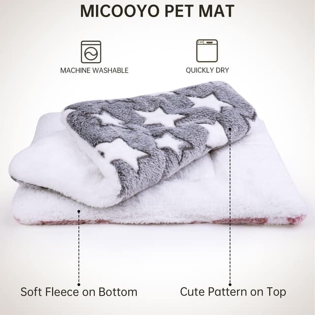 Detalle de MICOOYO Kleintier-Bettmatte aus Flausch-Fleece (2er-Pack) für Kaninchen, Meerschweinchen & Co. – mit XS/S-Größen