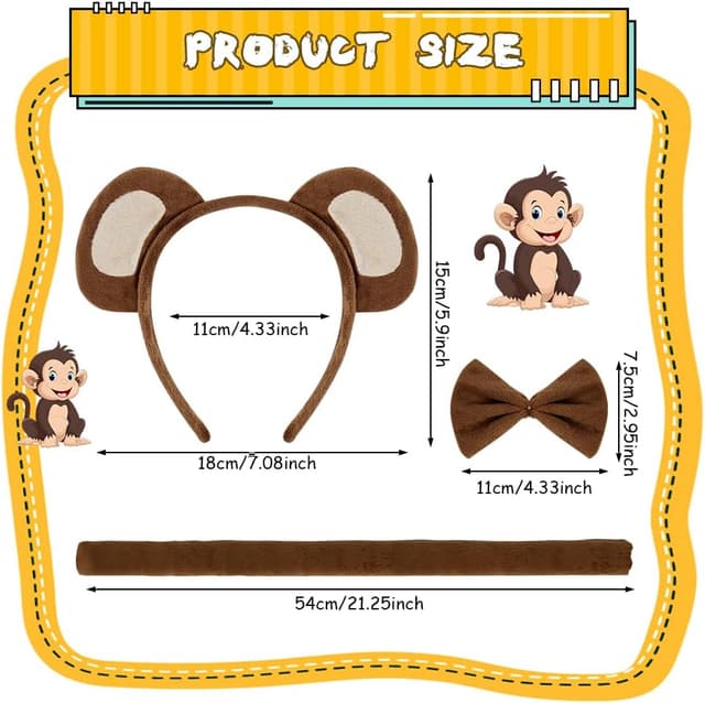Thumbnail 1 de AOOWU 3 Pezzi Scimmia Costume Set per bambini 🎭