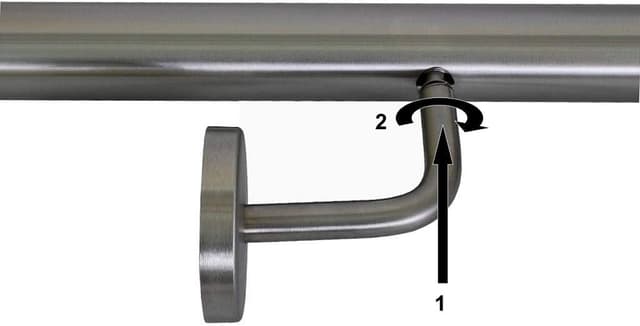 Detalle de Edelstahl-Handlauf TIBU Ø 42,4 mm, 380 cm – mit gerader Endkappe und 4 gewinkelten Haltern