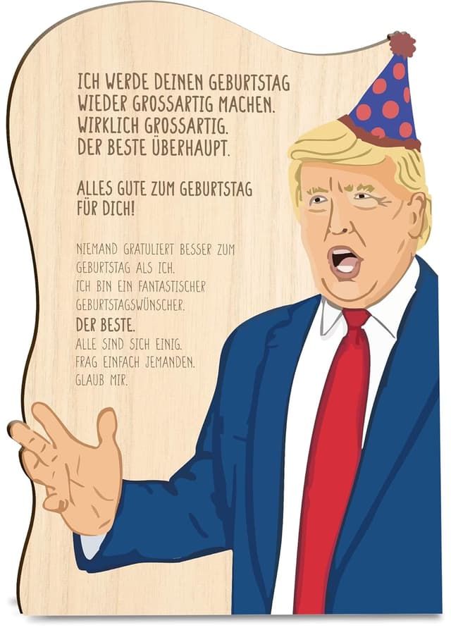 Imagen de Lustige Geburtstagskarte Trump Birthday Holzkarte en OfertitasTOP