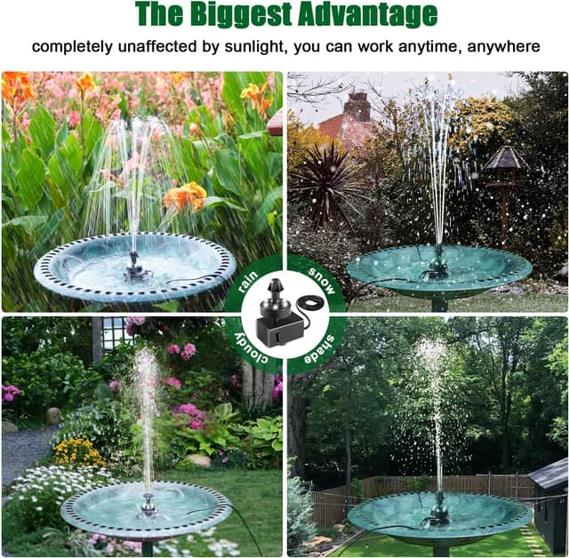 Detalle 1 de SZMP 24-Hours Working Pond Fountain Pump with 7 Nozzles and 6 LED Lights (UK plug)