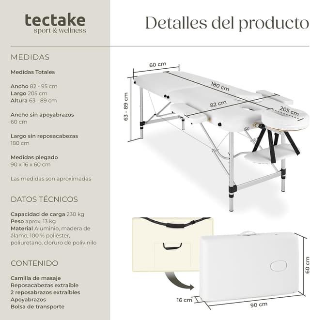 Thumbnail 5 de tectake Camilla Masaje Plegable 2 zonas