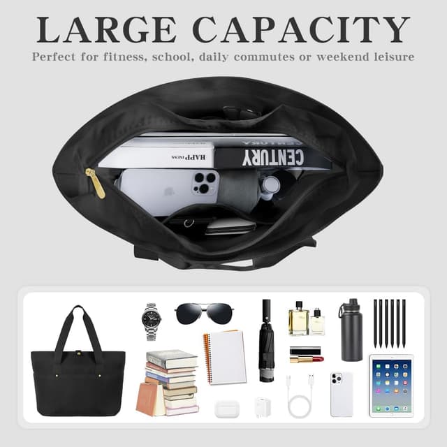 Thumbnail 5 de Aucuu borsa tote donna pieghevole con tracolla, shopper con 6 tasche e grande capacità