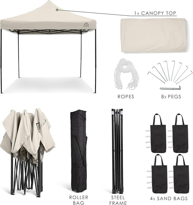 Detalle 2 de All Seasons Gazebos 3x3m Impermeable Pop-up ☔ Crema