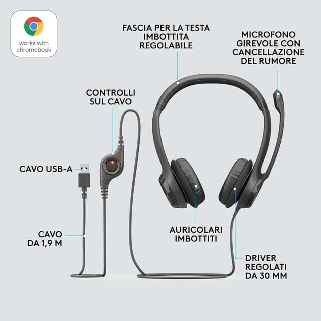Thumbnail 6 de Logitech H390 Cuffie USB-C con microfono 📞