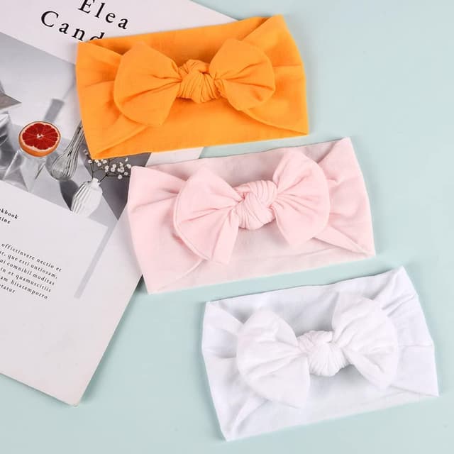 Detalle de Aolso Fasce Capelli Neonata con fiocchi, set da 3 in nylon elastico (0-3 anni)