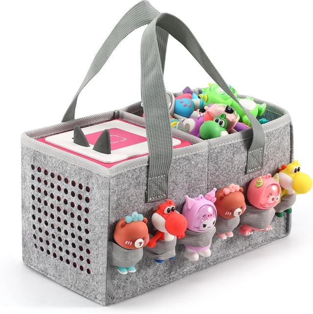 Detalle de Piaclen Carrying Case for Toniebox Audio Player & Figurines Starter Set (Felt Organizer Bag) — Grey