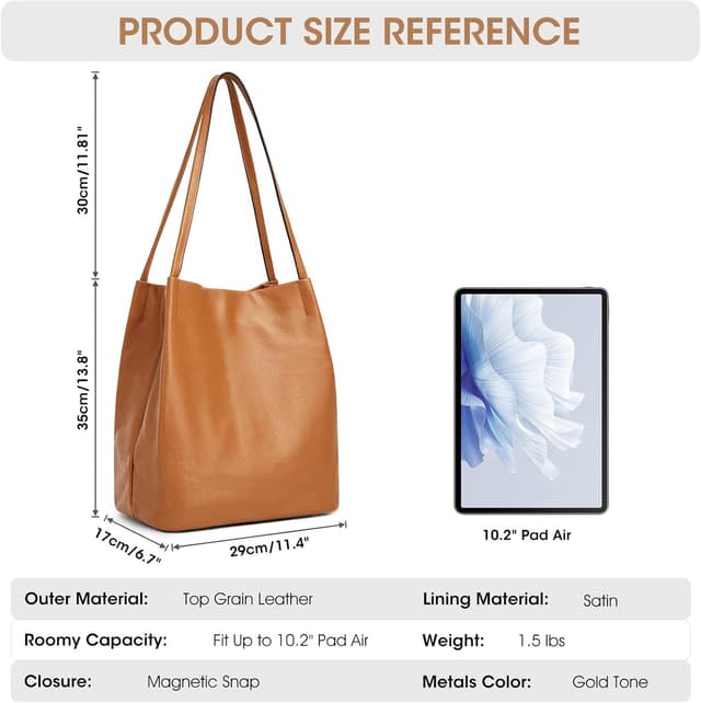 Detalle de Kattee Borsa a tracolla da donna in morbida pelle con chiusura magnetica superiore, grande