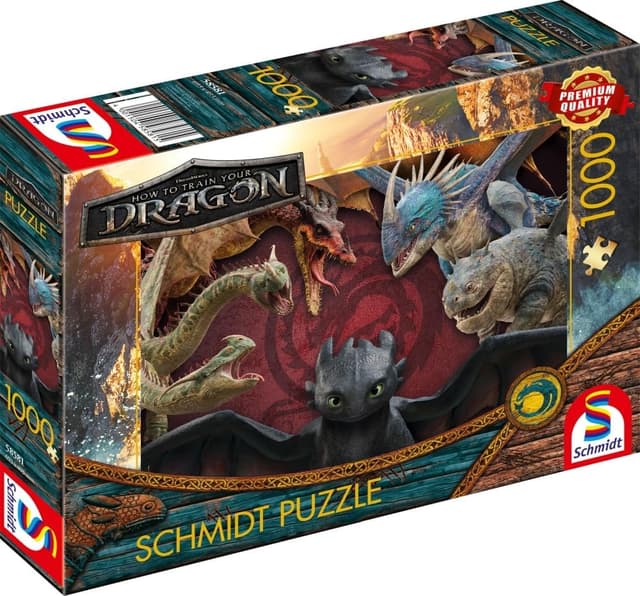 Detalle de Puzzle 1000 pièces Schmidt Spiele 58581 en forme de dragons – Toute simplicité, Dragons are Real