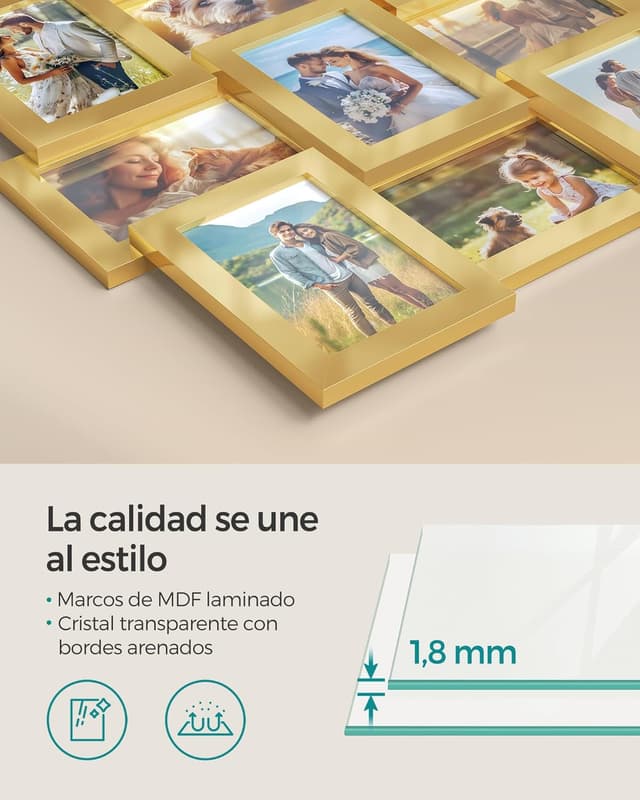 Thumbnail 2 de SONGMICS Collage de Marcos para Fotos, Pared, Dorado ✨
