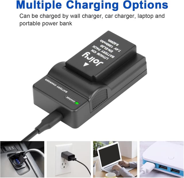 Detalle de Joiry 2x EN-EL20 / EN-EL20a battery and charger set for Nikon Coolpix cameras (1300 mAh)