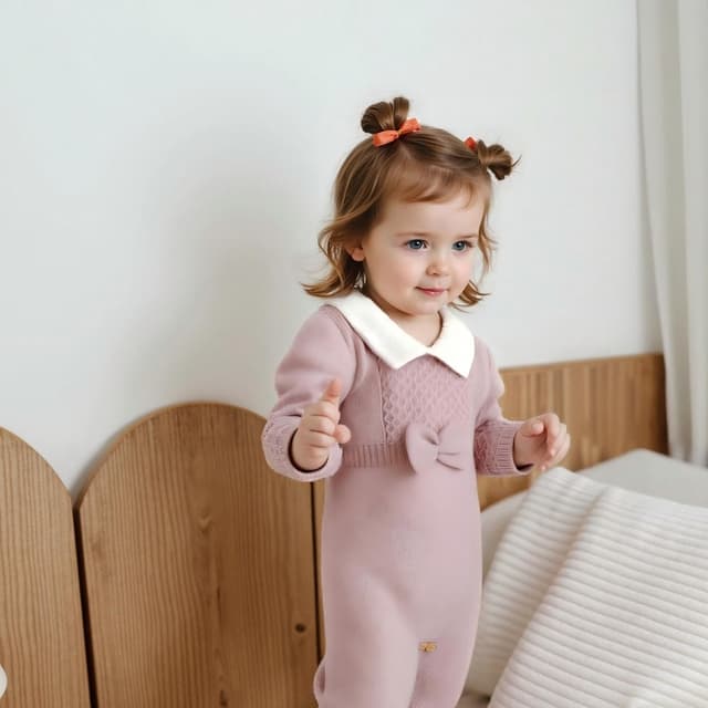 Detalle de Hadetoto baby girls knitted romper outfit sets (newborn & infant)