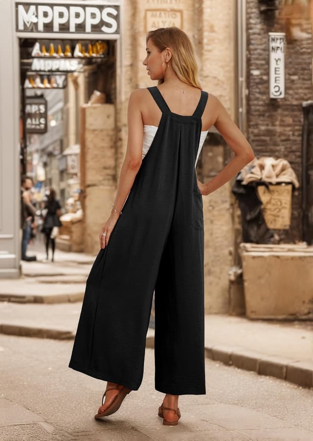 Detalle de IWOLLENCE Damen-Latzhose Sommer mit verstellbaren Trägern und Holzknöpfen