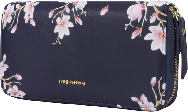 Detalle de Pomelo Best portefeuille femme zippé en cuir PU avec RFID et courroie de poignet