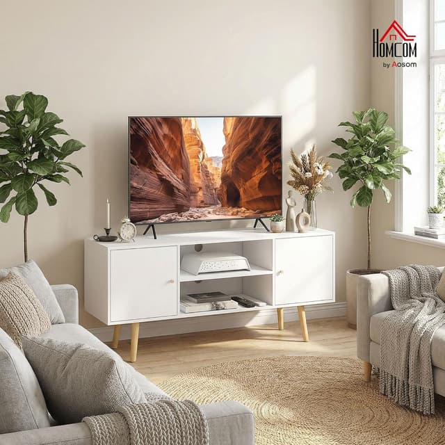 Detalle 2 de HOMCOM Mueble de TV 120x34x50 cm blanco