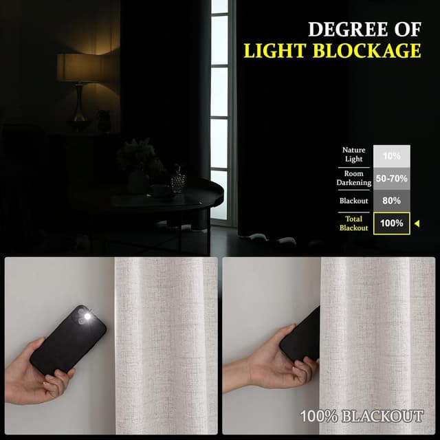 Detalle de CUCRAF 100% Blackout Curtains, 66 x 54 Inch