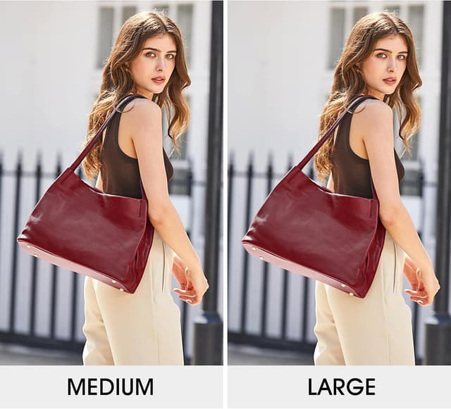 Detalle 2 de Kattee Soft Genuine Leather Tote Hobo Shoulder Bag (Large) with Magnetic Snap Closure